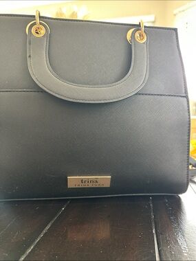 Trina Turk Black Satchel with Gold Hardware
